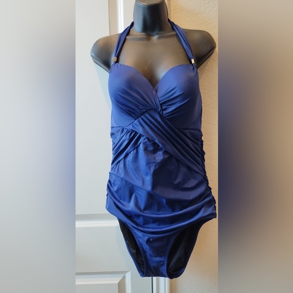 Victoria’s Secret Blue The Unforgettable One Piece Halter Swimsuit Women’s 40 C - Picture 1 of 7